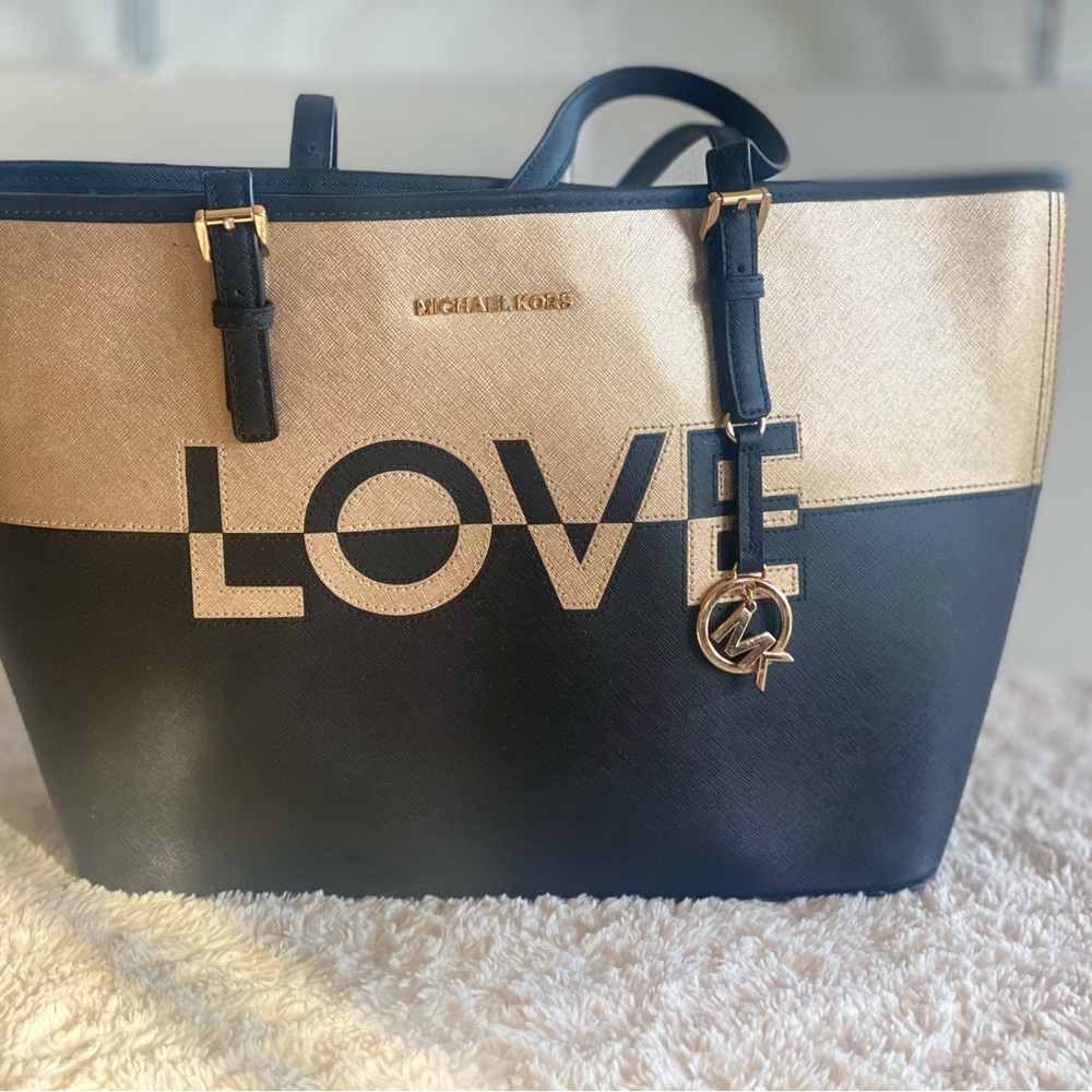 Michael Kors Black and Gold LOVE Tote